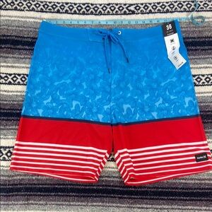 NEW NWT Hurley Mens Boardshorts Swimsuit Trunks Blue Red Swim Shorts Eco Phantom